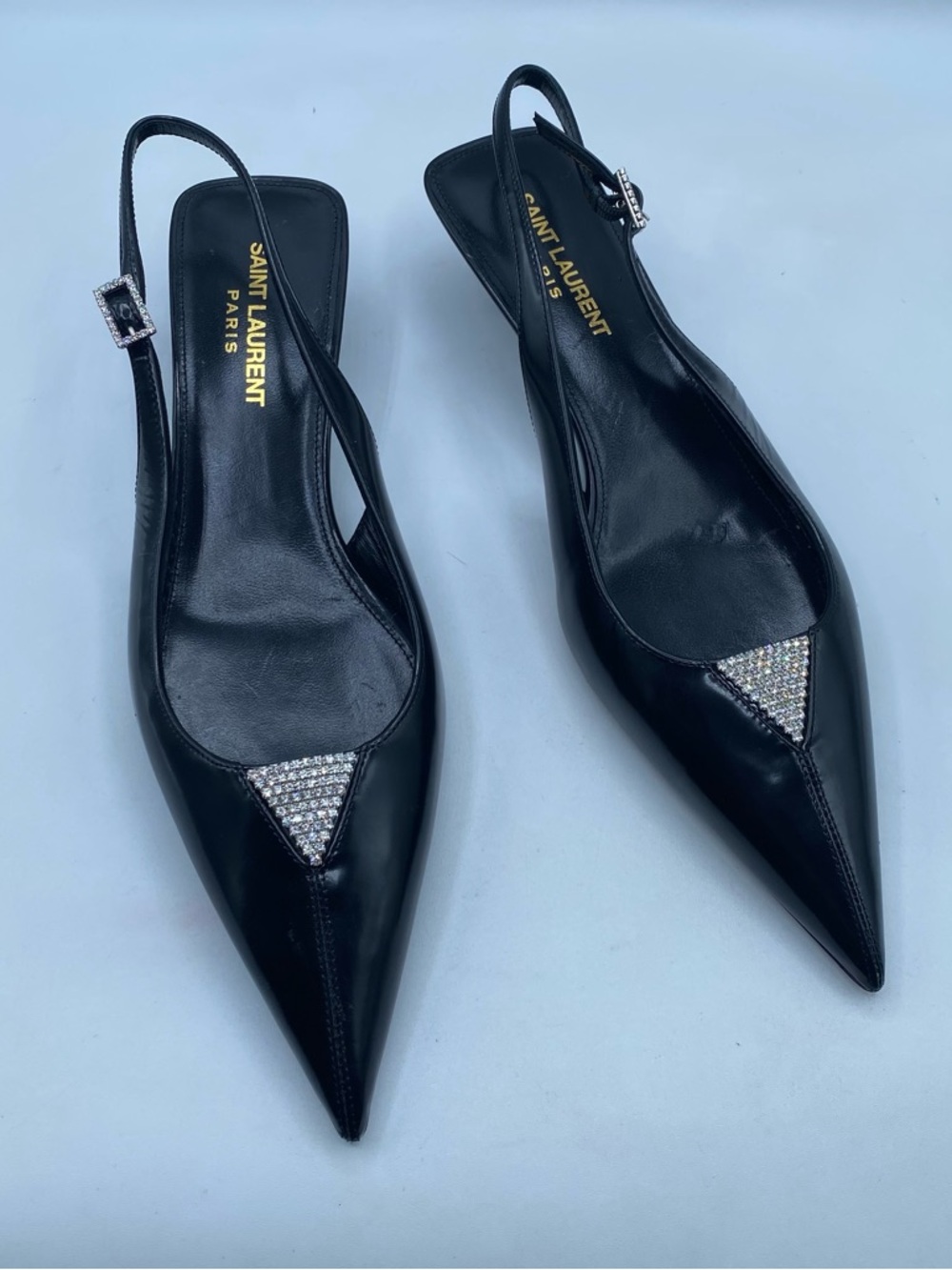 Saint Laurent Cherish Slingback Pumps with Crystal Accents - Picture 3 of 16